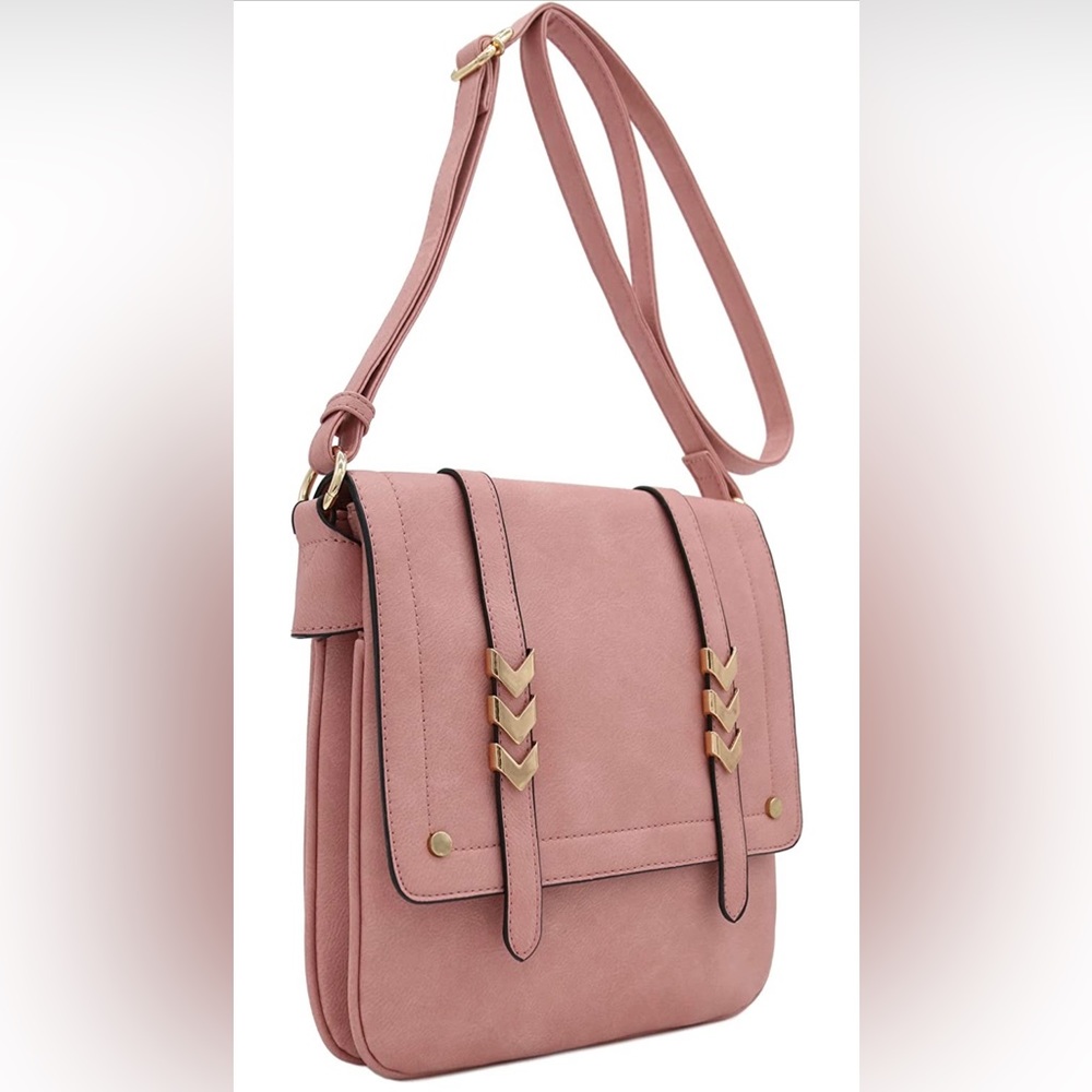 Double compartment large flap over crossbody bag